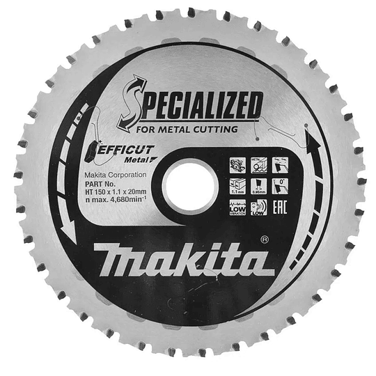 Disco sierra circular metal 150mm 48D efficut B-69412 Makita