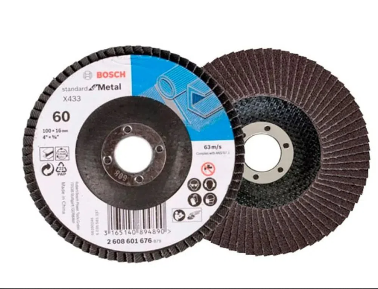 Set 5 Discos flap estándar metal 115mm + inox Bosch G 40 - 120 1