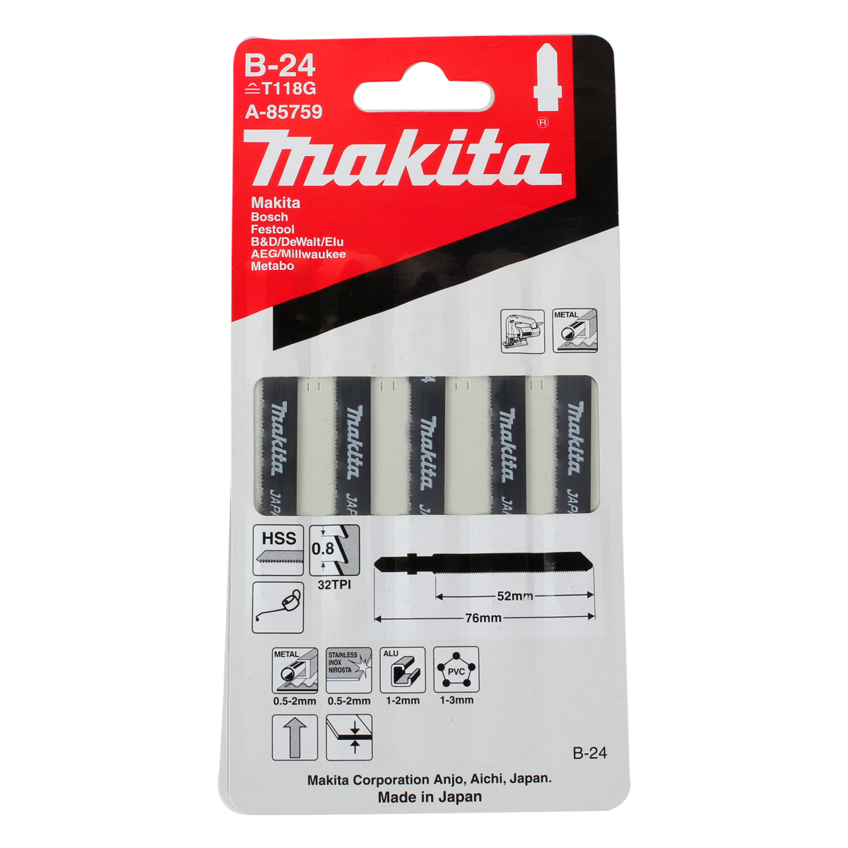 Set 5 pcs Hojas de calar Metal A-85759 Makita 1