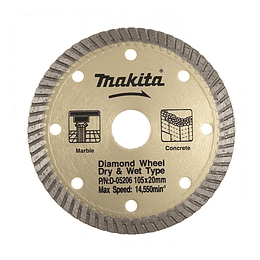 Disco diamantado 4-1/8" Seco/Húmedo Concreto / Mármol D-05206 Makita