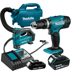kit hogar makita inalámbrico 18v Taladro percutor + Aspiradora + inflador DCL184RF-1  Makita