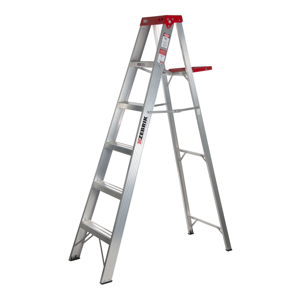 Escala Tijera Aluminio 6 Peldaños Con meseta AM24-105III ZEBRIK 1