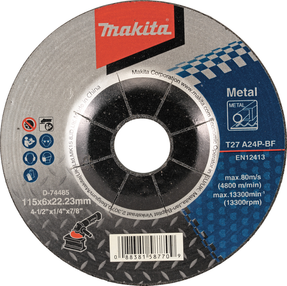 Pack 10 Pcs Disco de desbaste 115mm D-74485 Makita 1