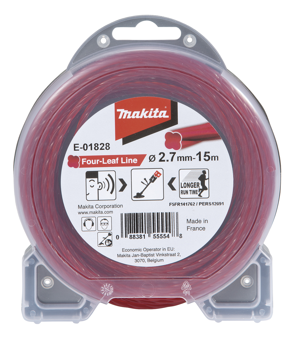 carrete Nylon Estriado rojo 2.7mm 15 - 130 Mt Makita 1