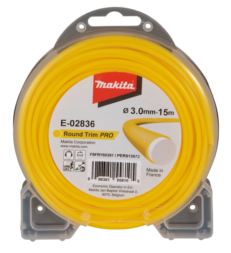 carrete Nylon Redondo doble cara amarillo 3mm 15 - 168 Mt Makita 1