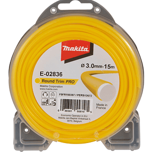 carrete Nylon Redondo doble cara amarillo 3mm 15 - 168 Mt Makita