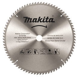 Disco de sierra para aluminio 12" 305mm 80D D-73156 Makita