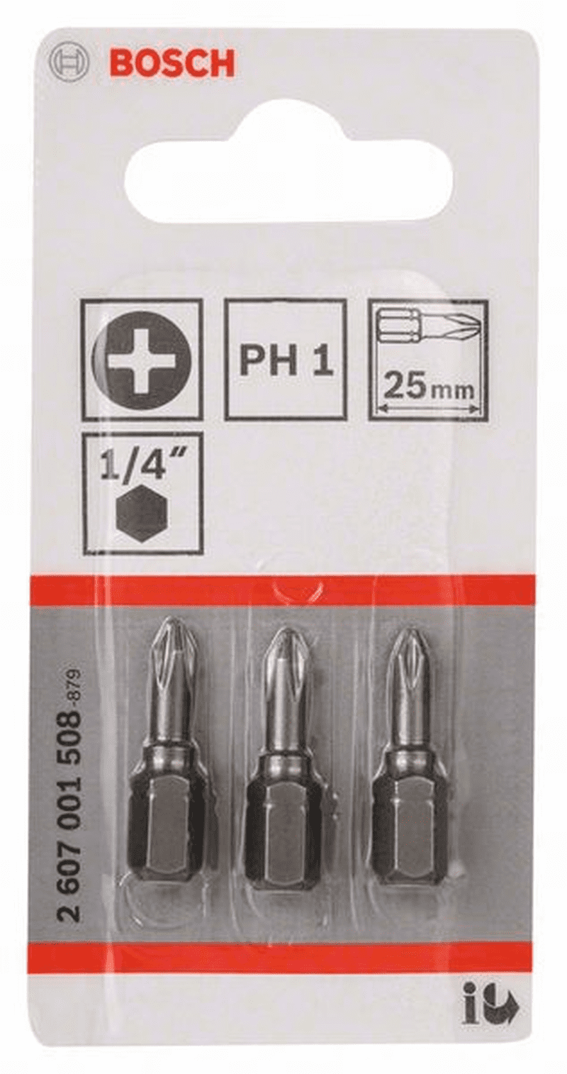 Set 3 Pcs puntas PH1 25mm Bosch 1