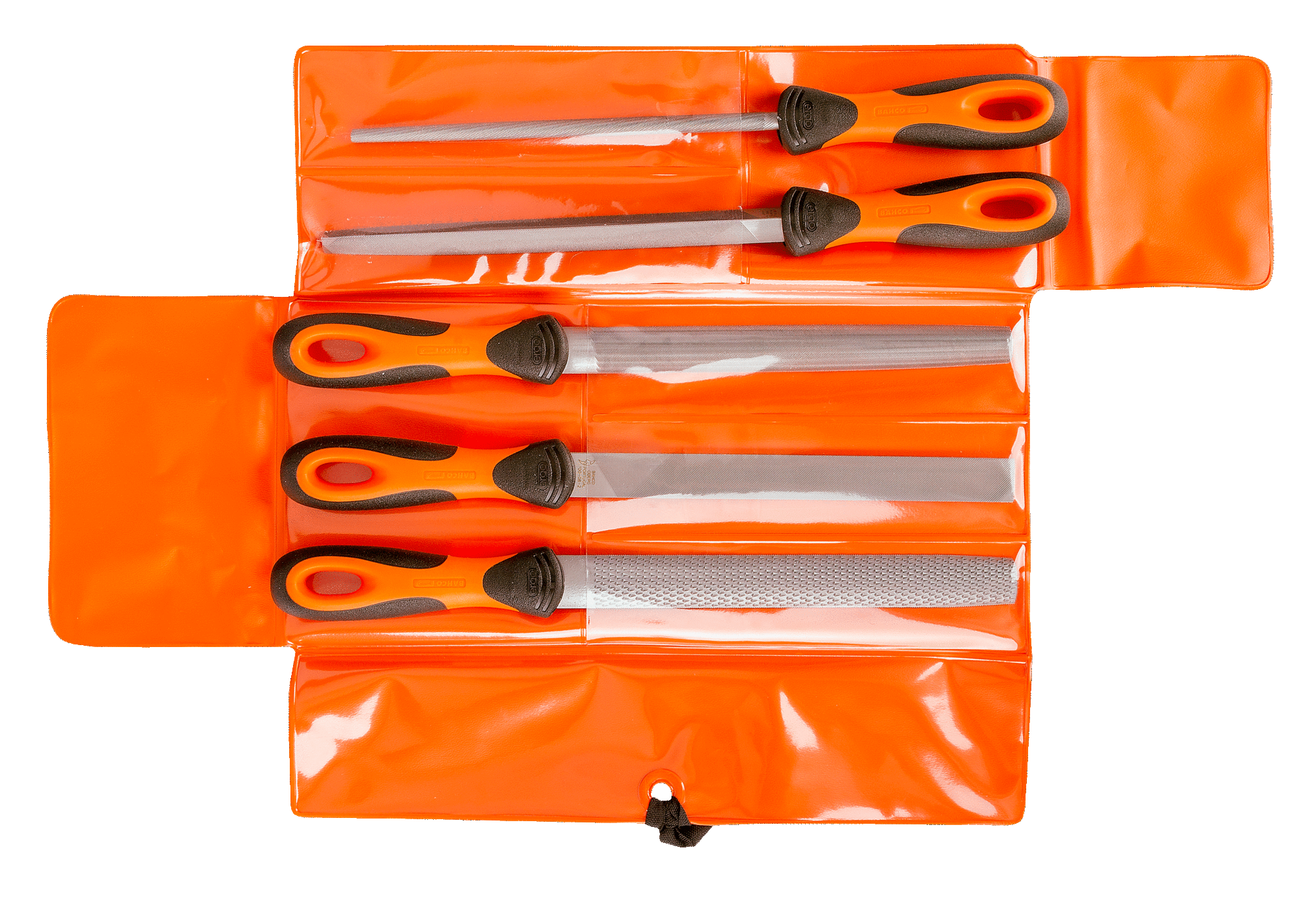 Juego de limas ERGO™ con escofina de media caña, picado entrefino de 200 mm 5 pzs 1-477-08-2-2 Bahco 1