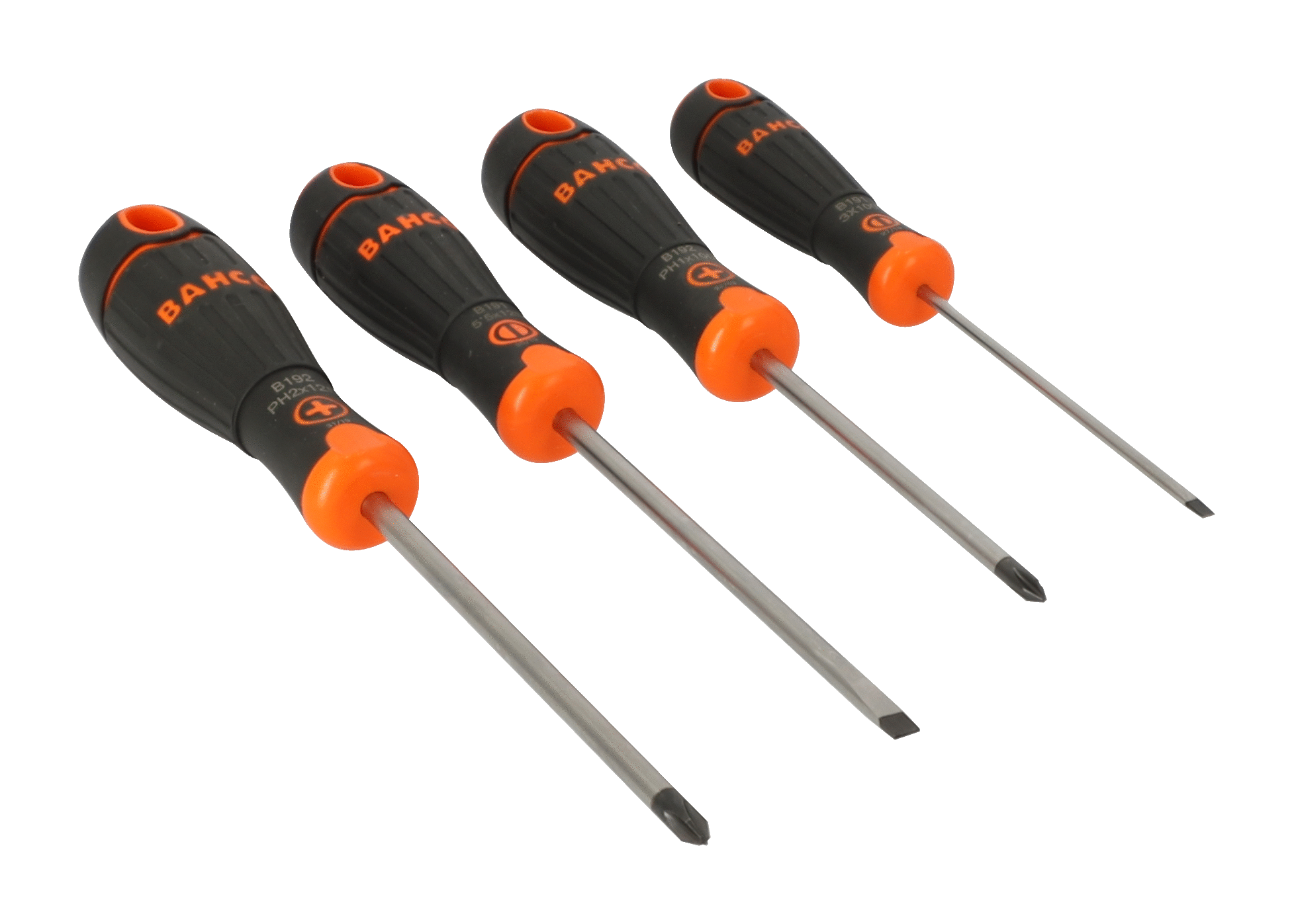 Juego de destornilladores ranurados/Phillips BahcoFit con mango de goma 4 pzs B219.004 2