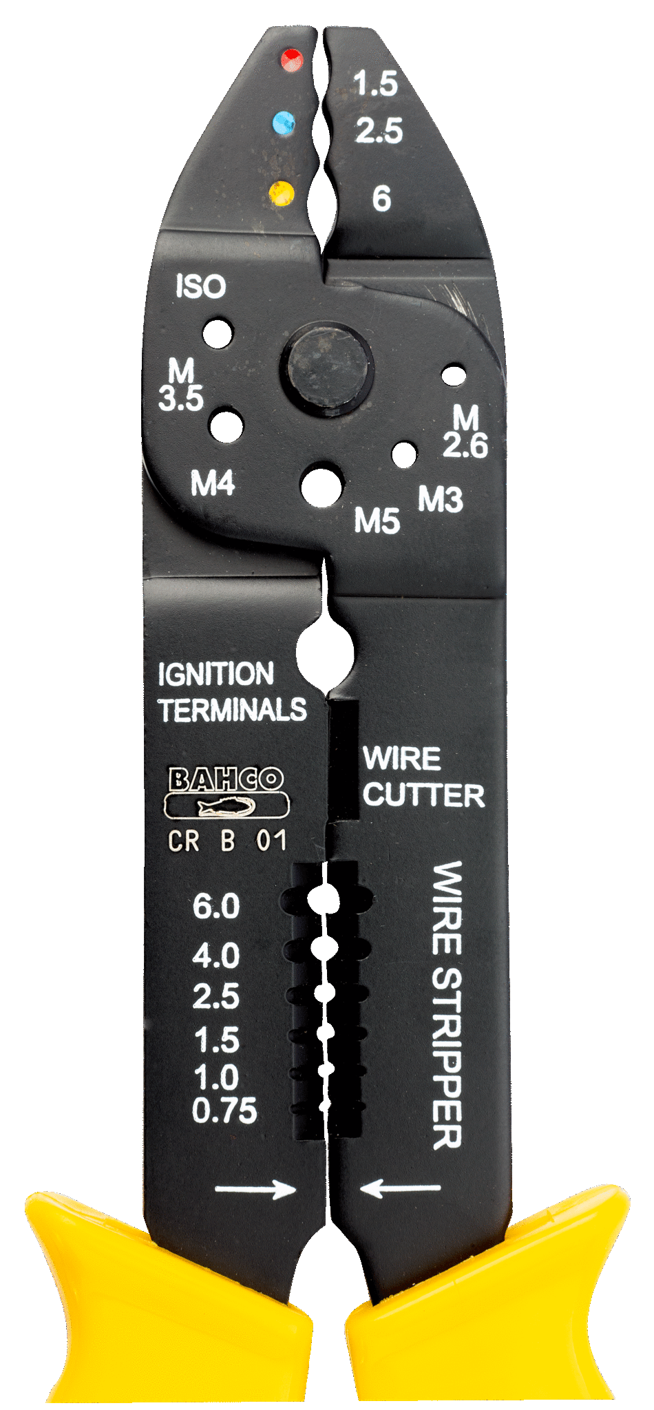 Alicates para engastado/corte/pelado con mango amarillo Cr b 01 Bahco 3
