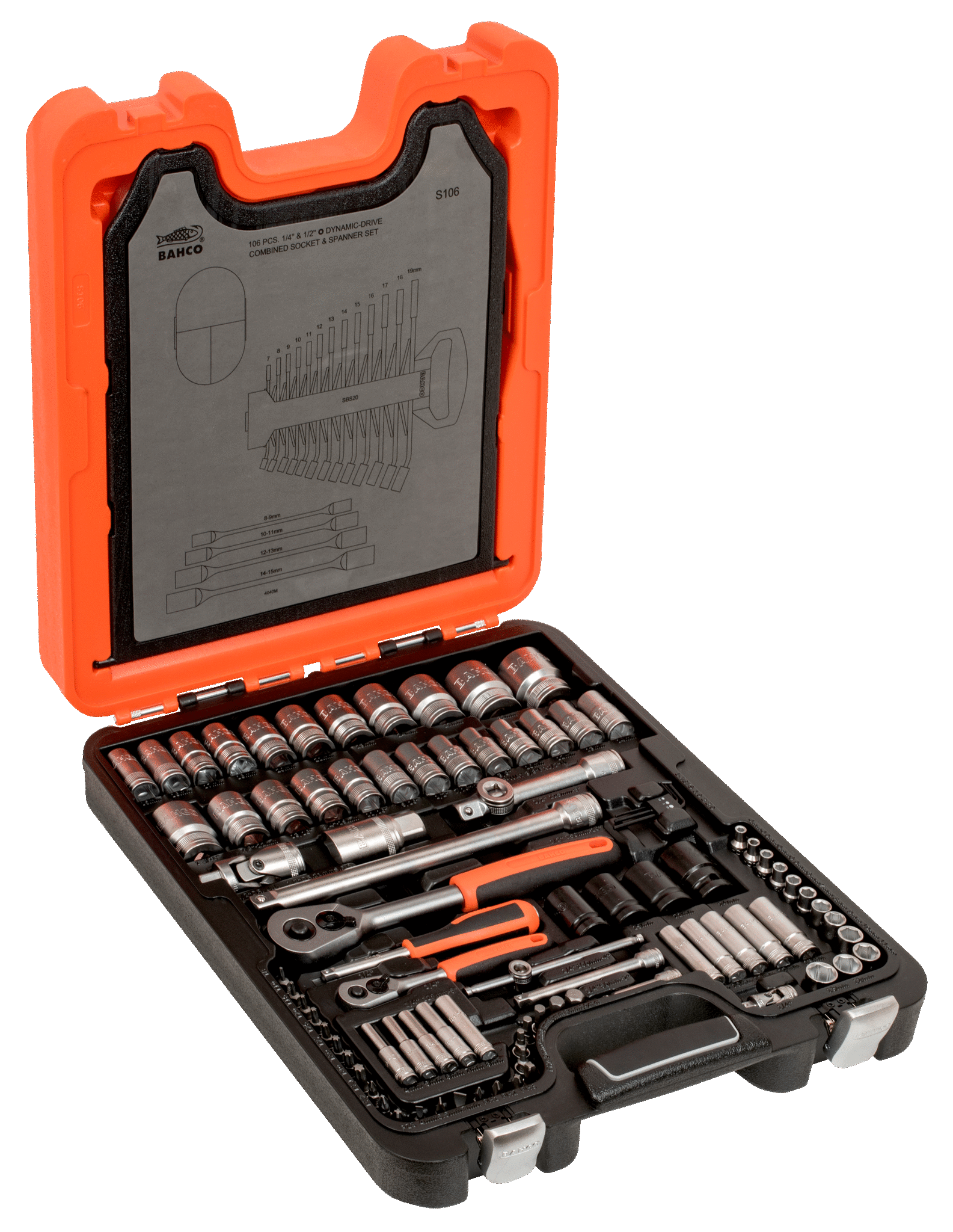 SET DADOS Y LLAVES MIXTO 106PZS S106 Bahco 3