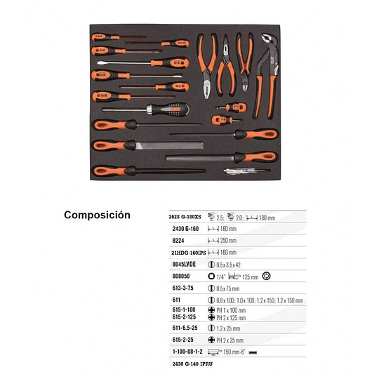 Carro porta herramientas 6 Cajones + Set 128 Pzs Herramientas manuales 1472K6FF28SD Bahco