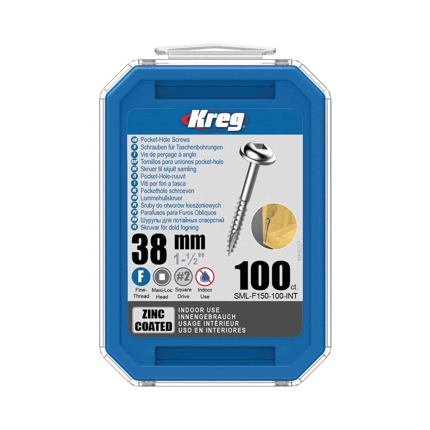 100 un. Tornillos De Zinc 38mm Rosca Fina 100 SML-F150-100 Kreg 1