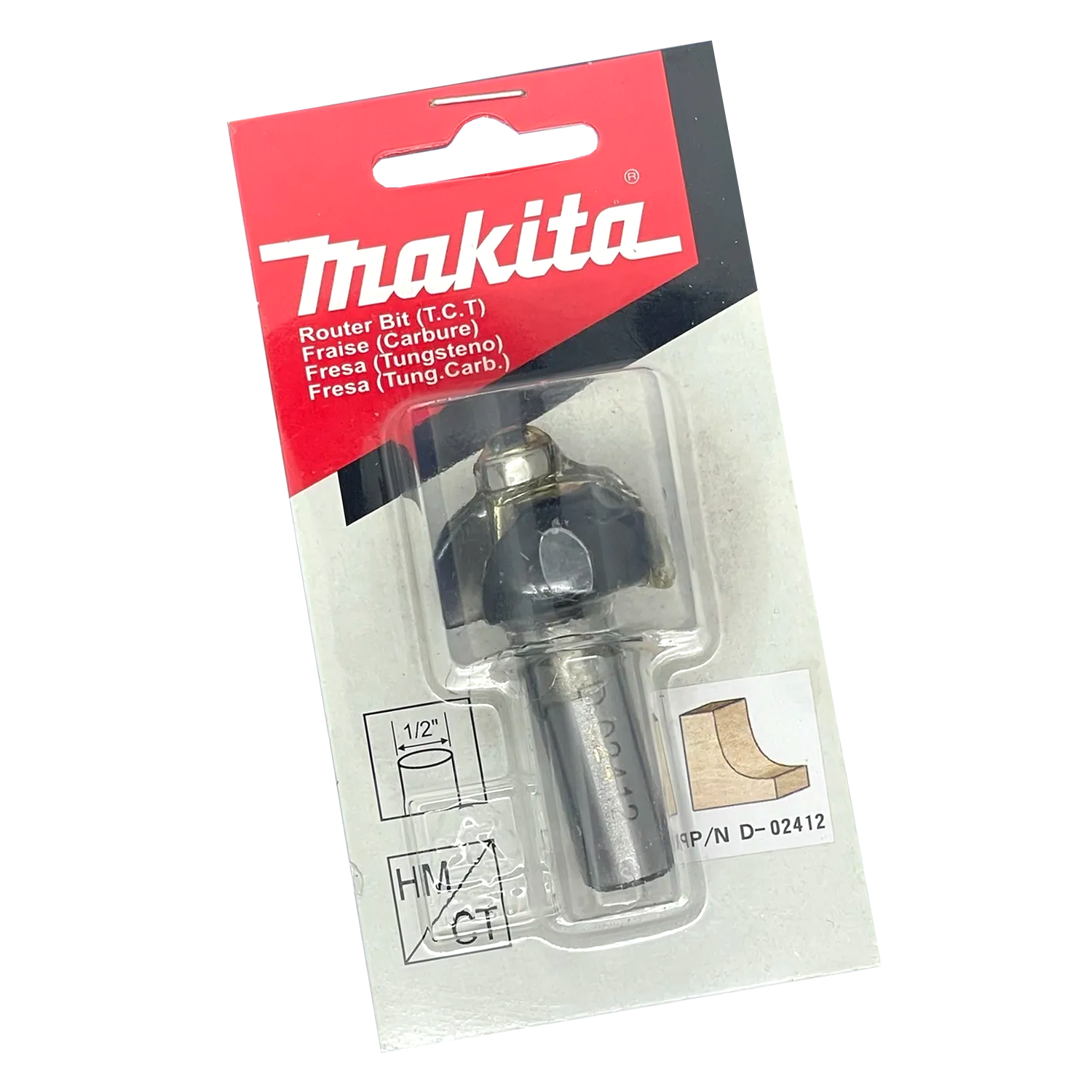 Fresa media caña 2 filos r1/8 -1/4 X 1/4 Eje 1/4 D-02412 Makita 1