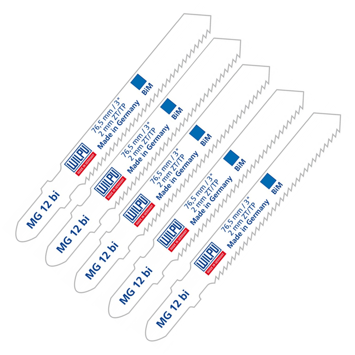 Set 5 Pzs Hojas sierra caladora Metal no ferroso MG 12 BI Wilpu 1