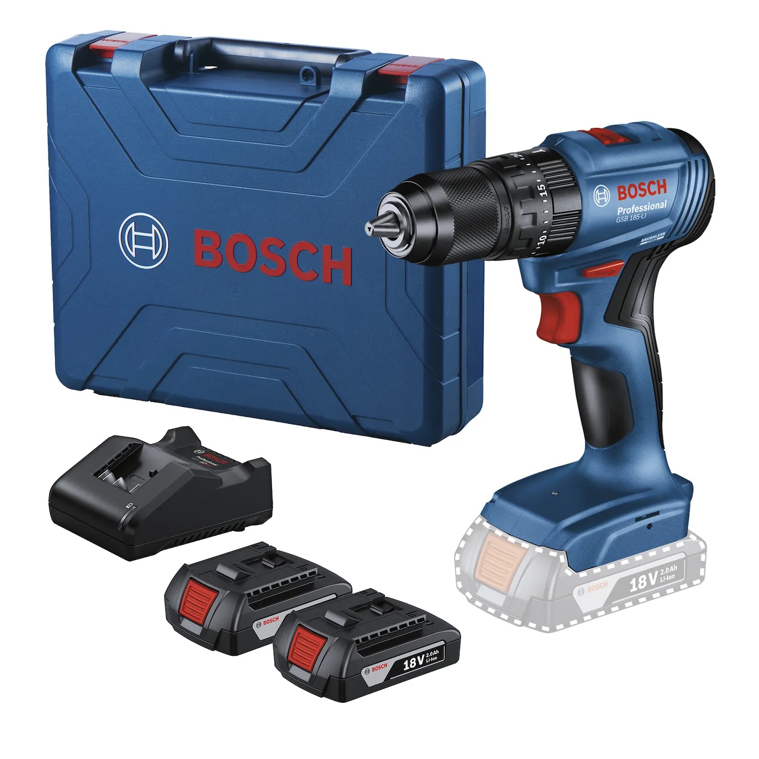 Taladro percutor inalámbrico 18v GSB 185-LI Bosch 1