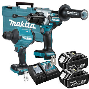 Combo Taladro percutor 13mm + pistola sopladora 18v DHP486RTE-1 Makita