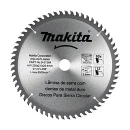 Disco de sierra 9-1/4" eje 25.4mm 60 Dientes D-51384 Makita