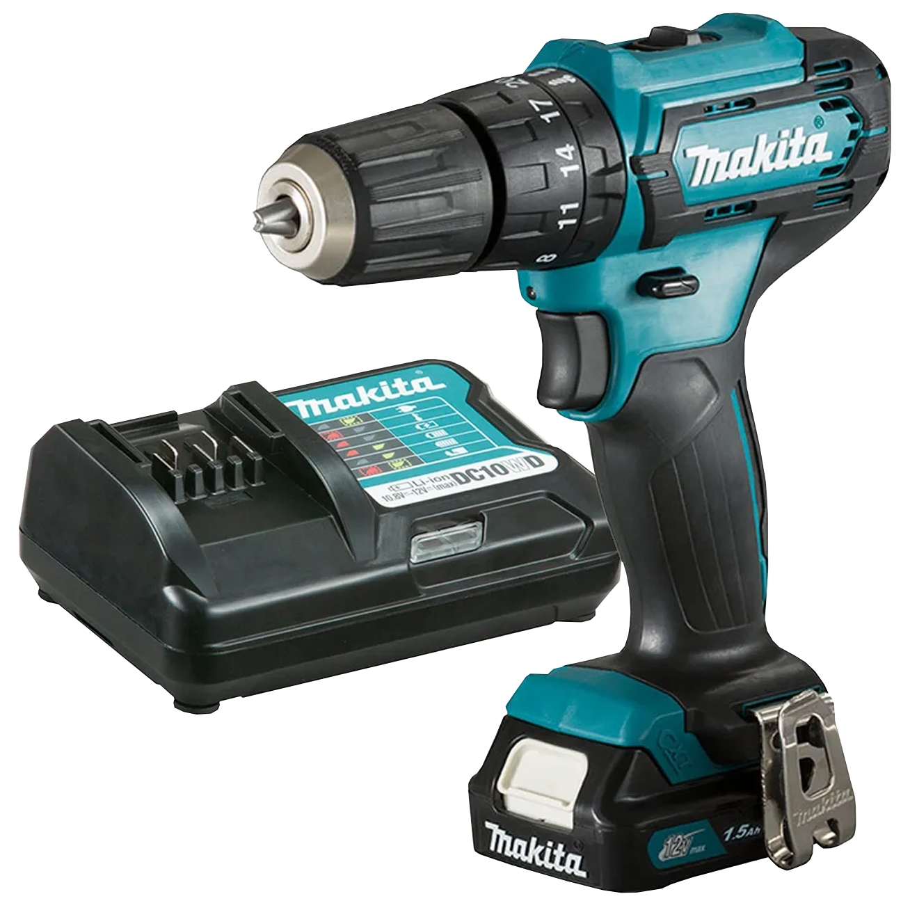 Taladro percutor inalámbrico 12v 10mm HP333DWYX3 Makita 1