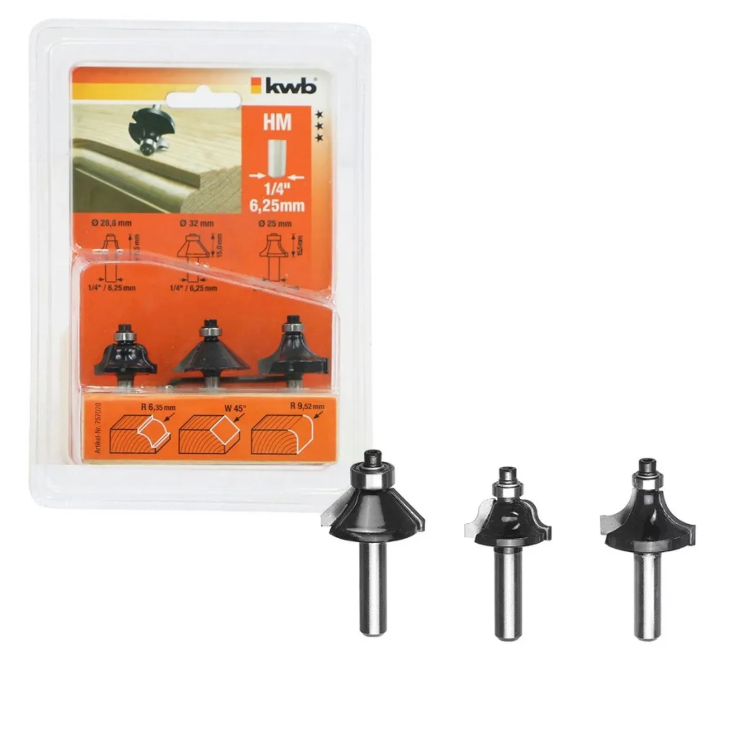 Set 3 Pzs Fresas Molduras 1/4