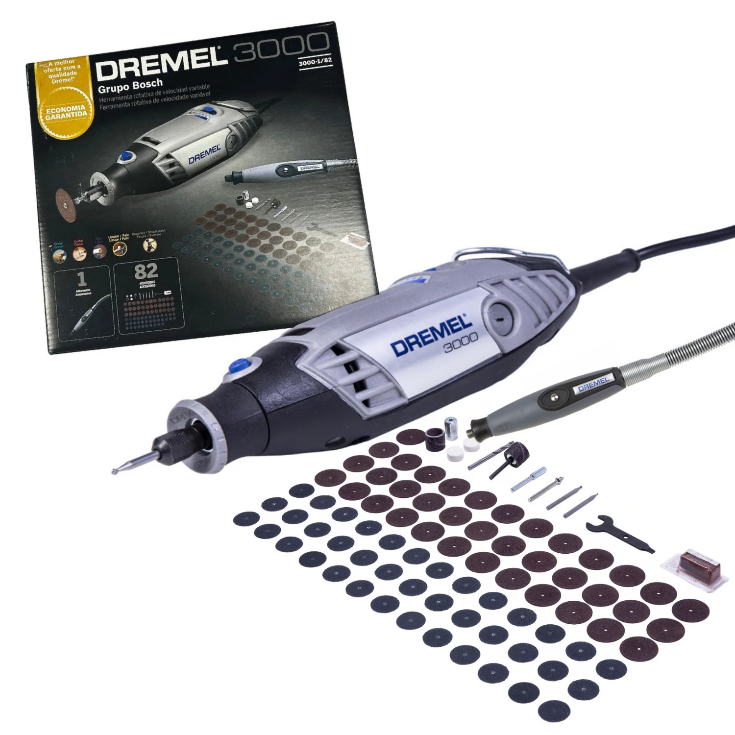 Dremel 3000 + Eje flexible 82 Accesorios 1
