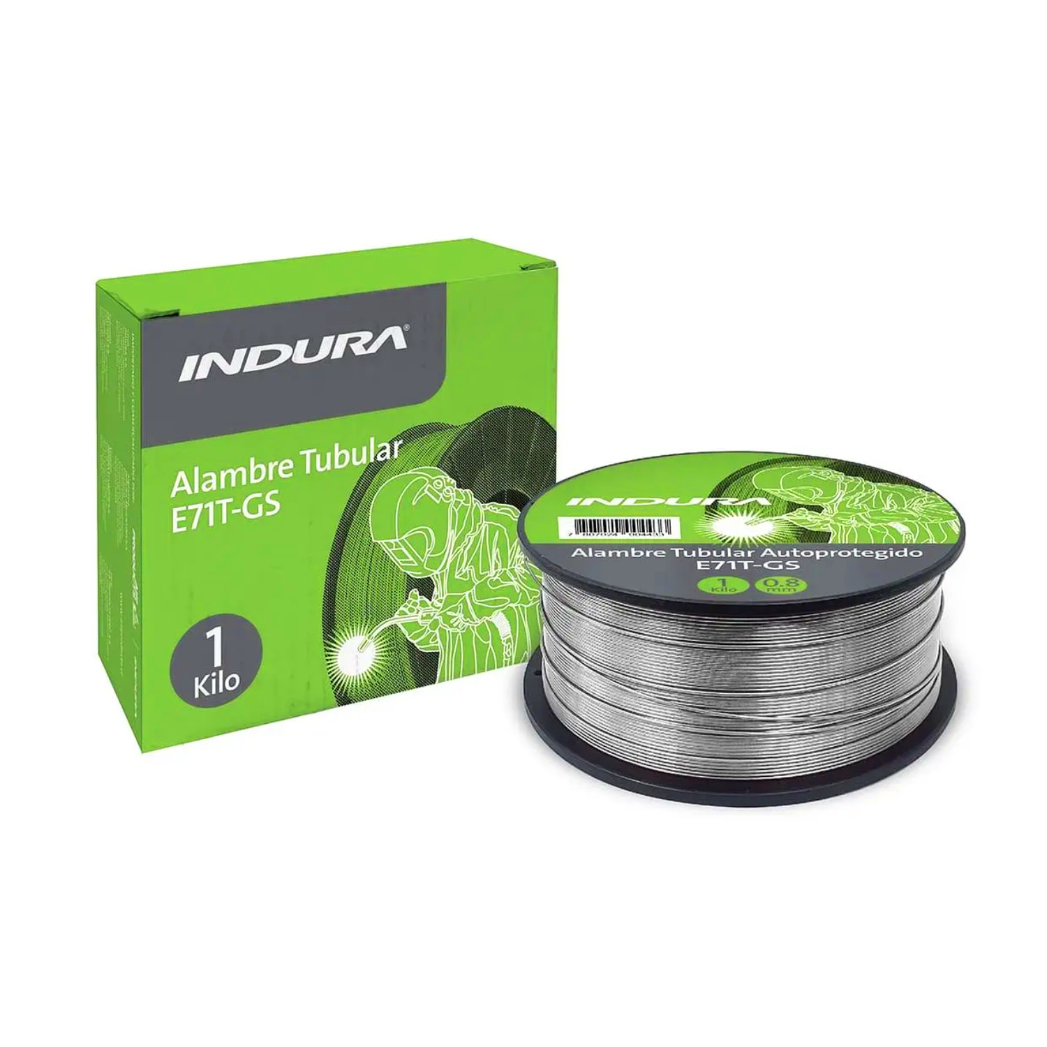 Alambre tubular flux core 1Kg 0.8mm E71T-GS 6088758 Indura 1