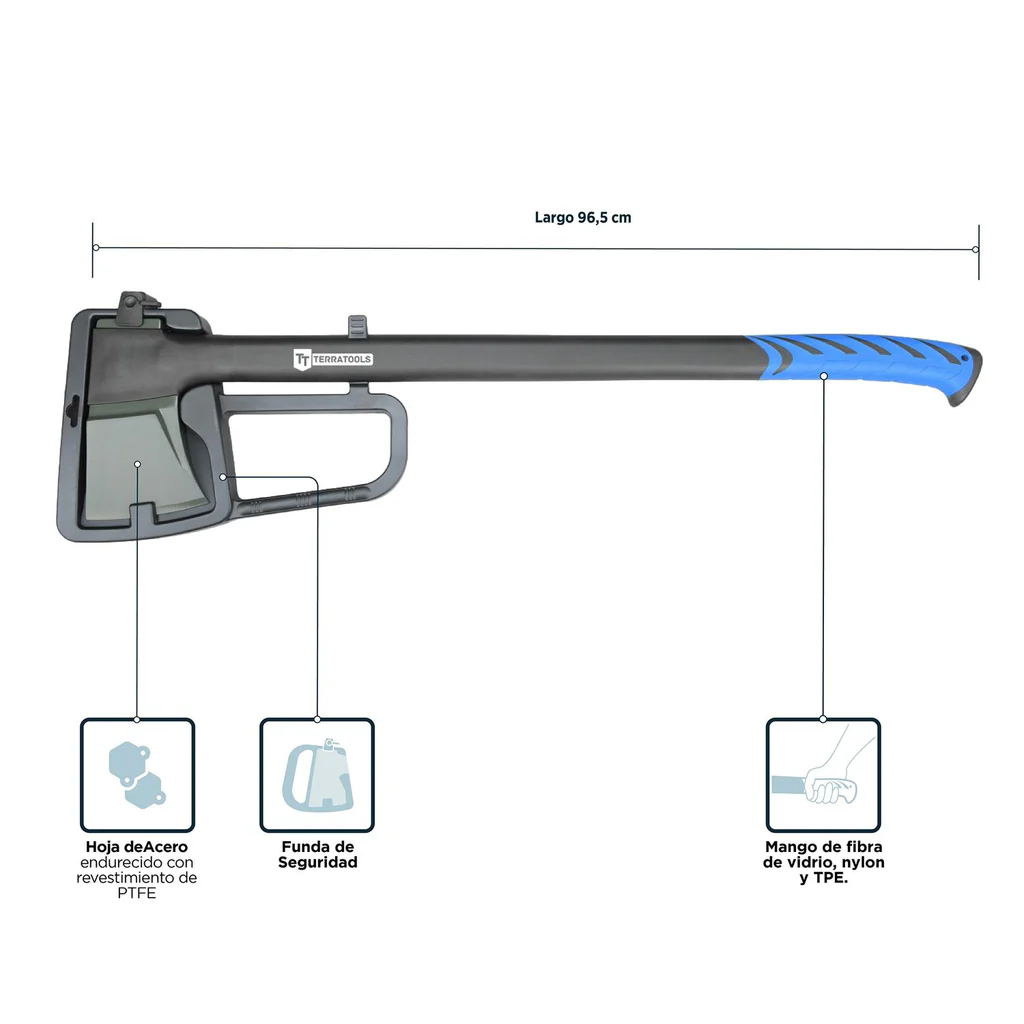 Hacha Leñera TerraTools 97cm antideslizante con hoja resistente 2