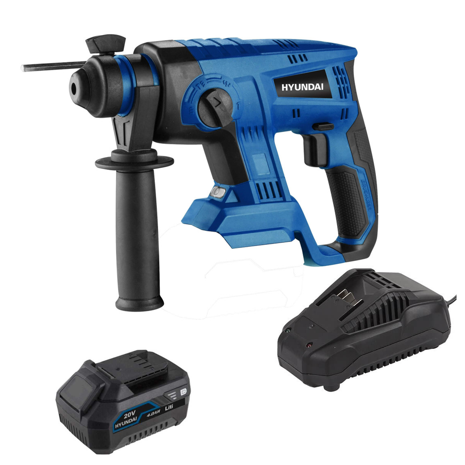 Kit Rotomartillo SDS-Plus 2.2 J Inalambrico+ batería 4.0ah y cargador 20v 81KITH777-9 Hyundai 1