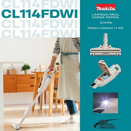 Aspiradora de mano inalámbrica CL114FDWI makita 5