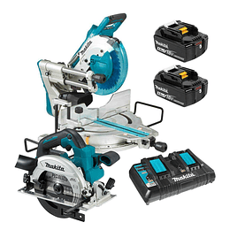 Sierra ingleteadora telescópica inalámbrica 10" + Sierra circular 6-1/2" DLS111PT2-1 Makita