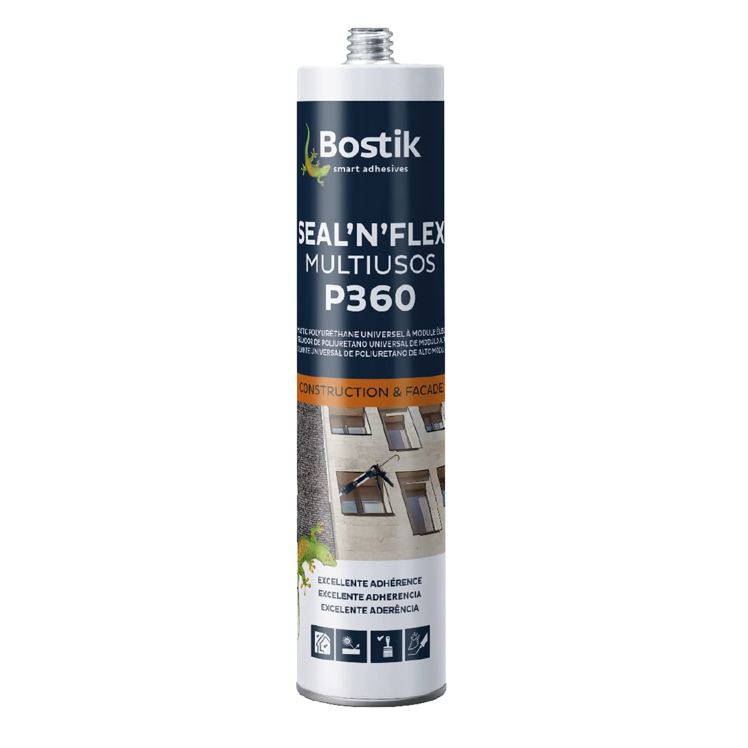 Sellante de poliuretano multiuso 300ml Gris P360 Bostik 1