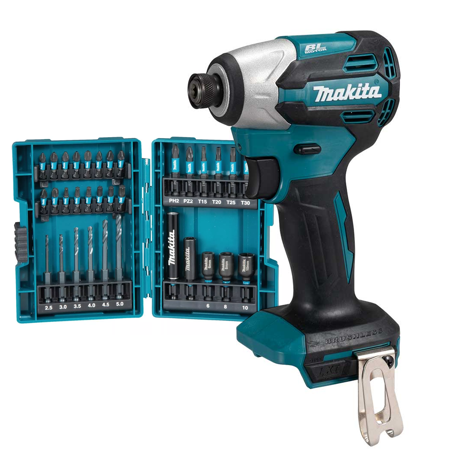 Kit atornillador de impacto inalabrico 18v LXT BL + Set de puntas DTD158Z-1 Makita 1