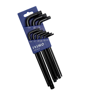 Juego 9 Pzs Llaves acodadas pavonadas con punta Torx 458-9-H Irimo