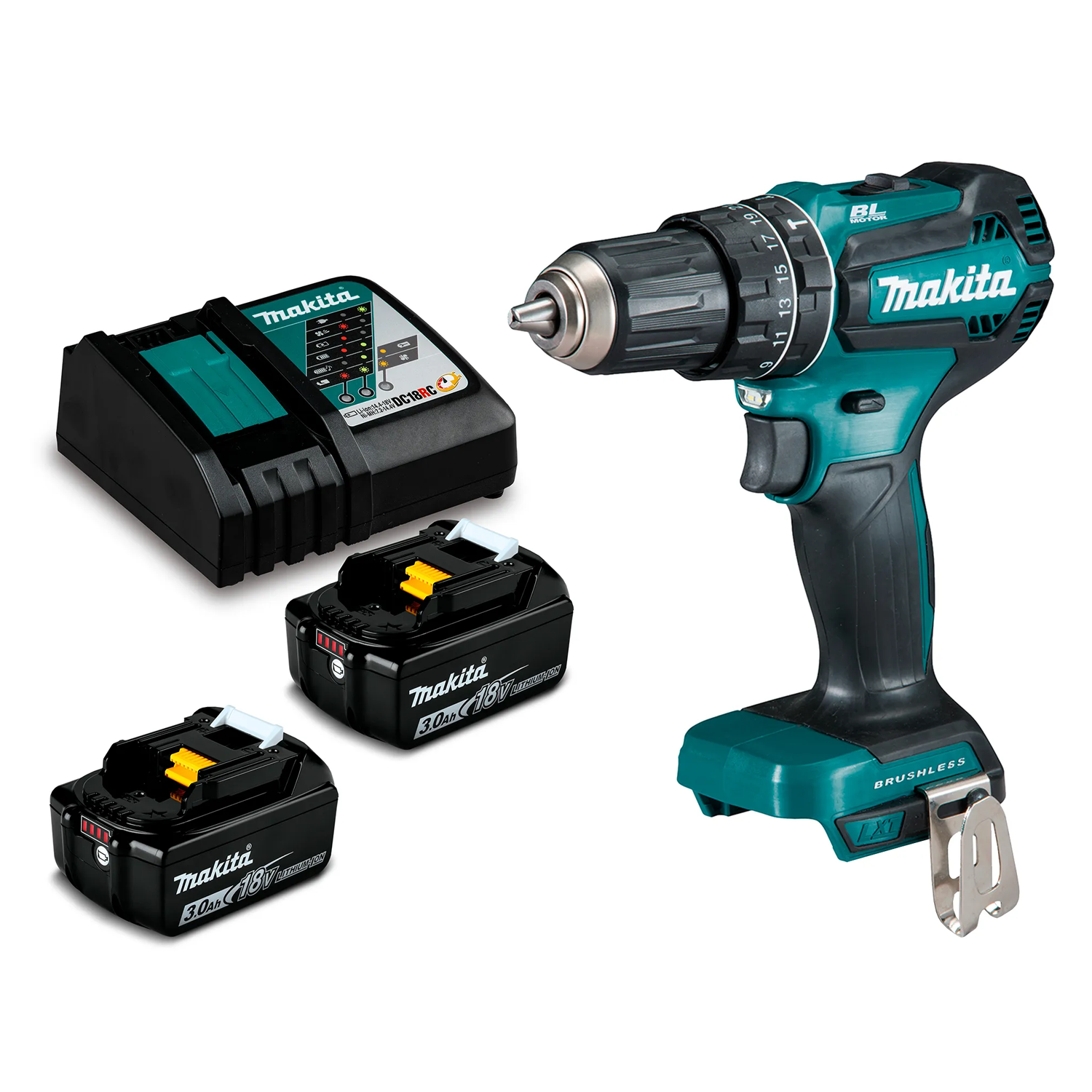 Taladro Percutor 13mm Inalámbrico 18V BL DHP485RFE Makita 1