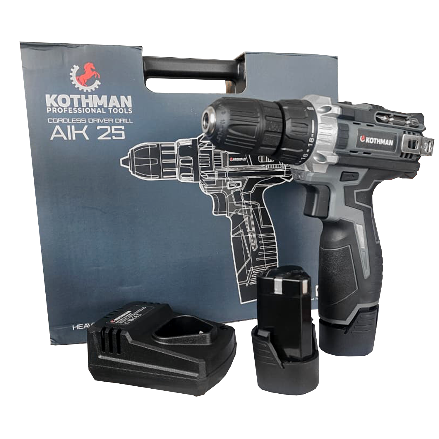 Taladro atornillador inalámbrico 10mm 21v AIK25 Kothman 1
