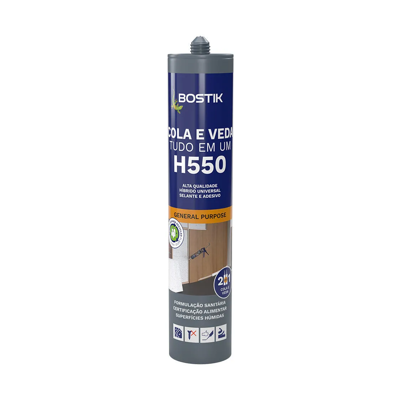 Sellante multipropósito Hibrido 290Ml Gris H550 Bostik 1