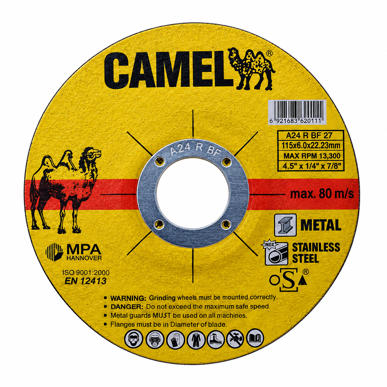 Pack 5 Pzs. Disco de Desbaste metal / Inox 4-1/2