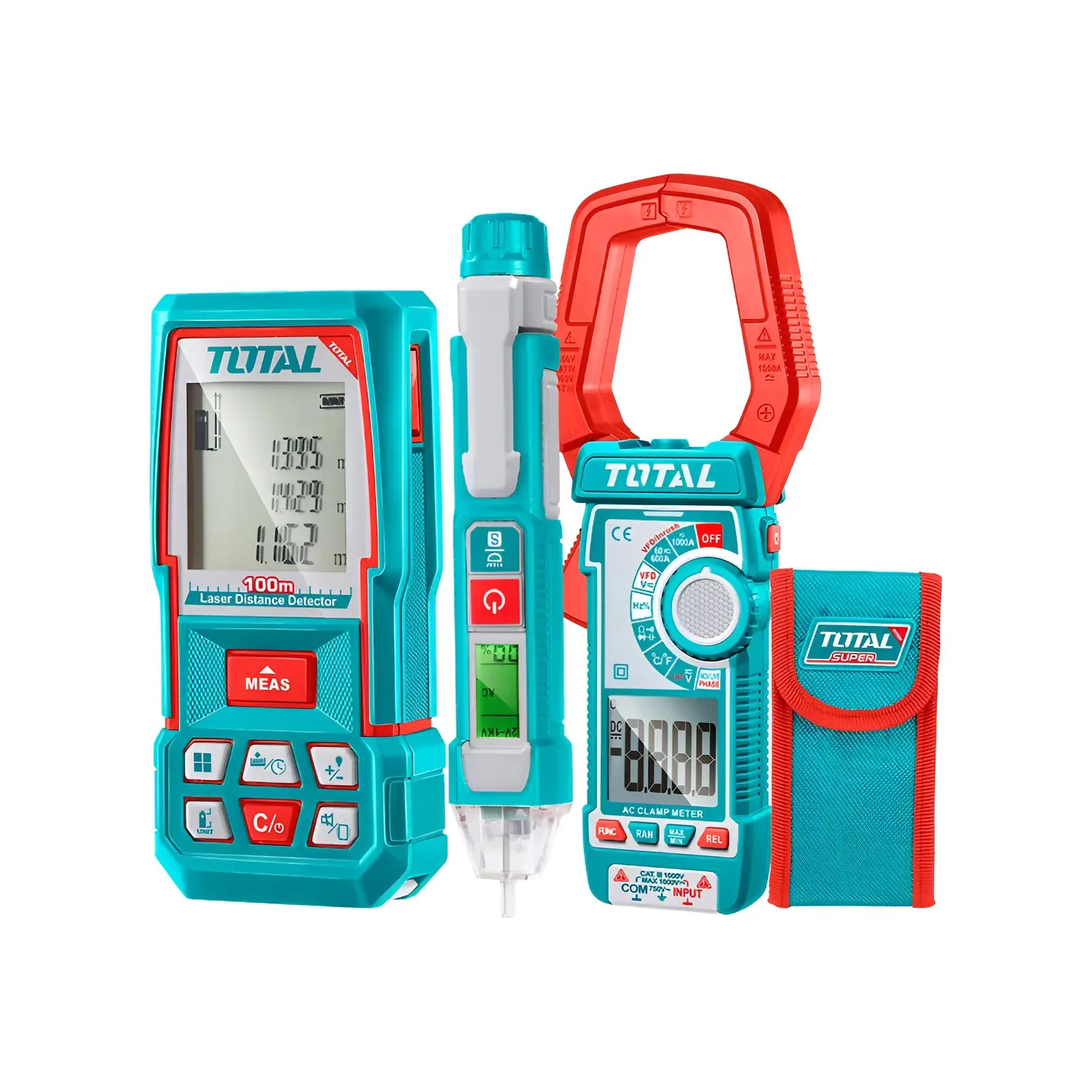 Set 3 Pzs. Medidor laser + Amperimetro tenaza + detector de voltaje TLDD241202 Total 1
