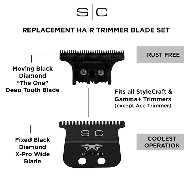 REPUESTO TRIMMER  StyleCraft X-Pro Wide Black ” n.º SC536B