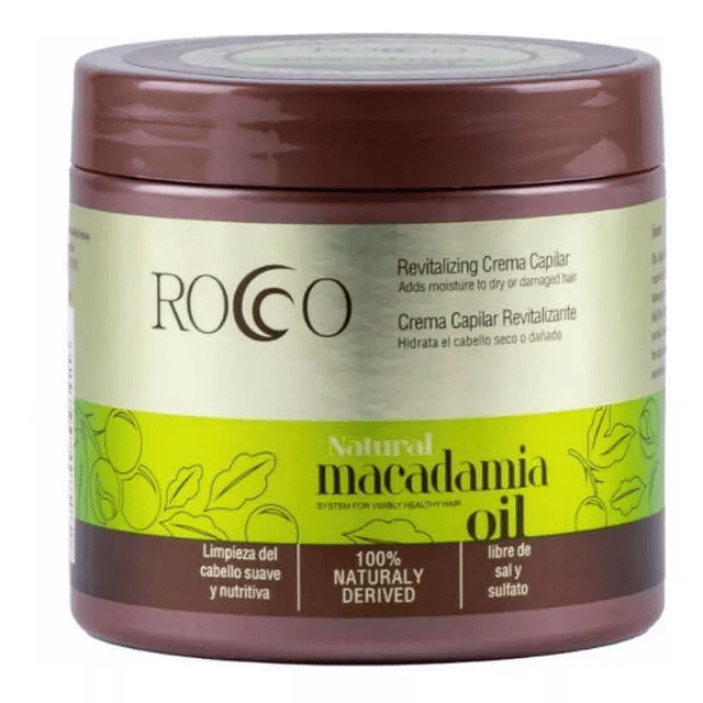 Crema Capilar Cabello Natural Macadamia Oil Rocco 500ml