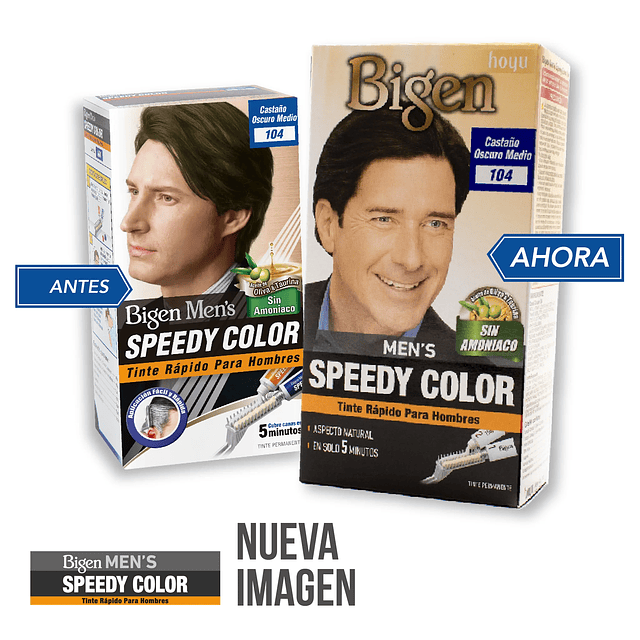 TINTE PERMANENTE PARA HOMBRE SPEEDY COLOR #104 CASTAÑO OSCURO MEDIO