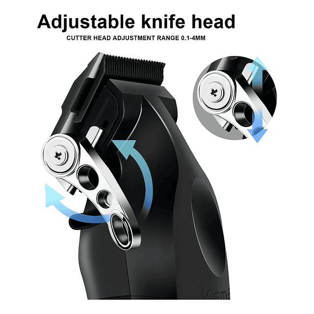 CLIPPER - CORTADORA  Kemei 2296 Negra con 8 Peines y Carga Rápida