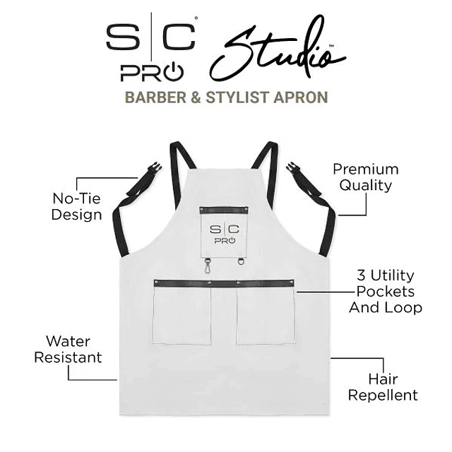 PECHERA clásico de barbero y estilista Stylecraft Blanco y Negro