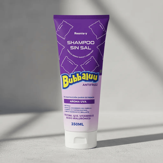 Shampoo bubbaluu UVA Sin Sal Antifrizz Biotina Q10 Vitamina E - Aroma Uva