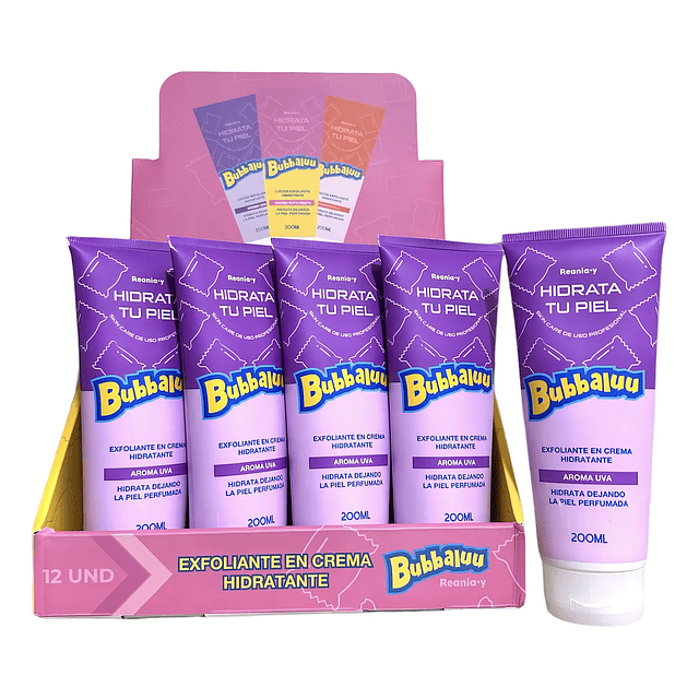 Exfoliante En Crema Hidratante Facial Y Corporal Bubbaluu Fragancia Uva