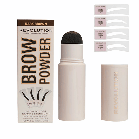 Revolution - Kit de carimbo e estêncil de sobrancelhas - Dark Brown