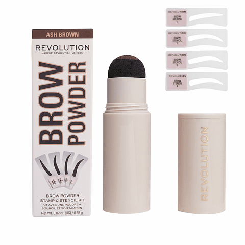 Revolution - Kit de carimbo e estêncil de sobrancelhas - Ash Brown