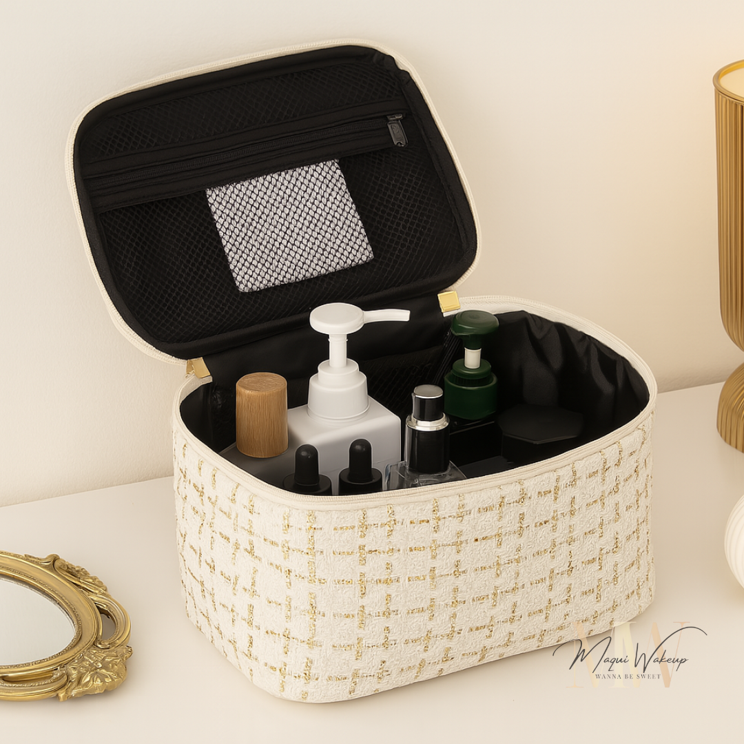 Bolsa de maquilhagem/skincare TweedLuxe – Ivory 2