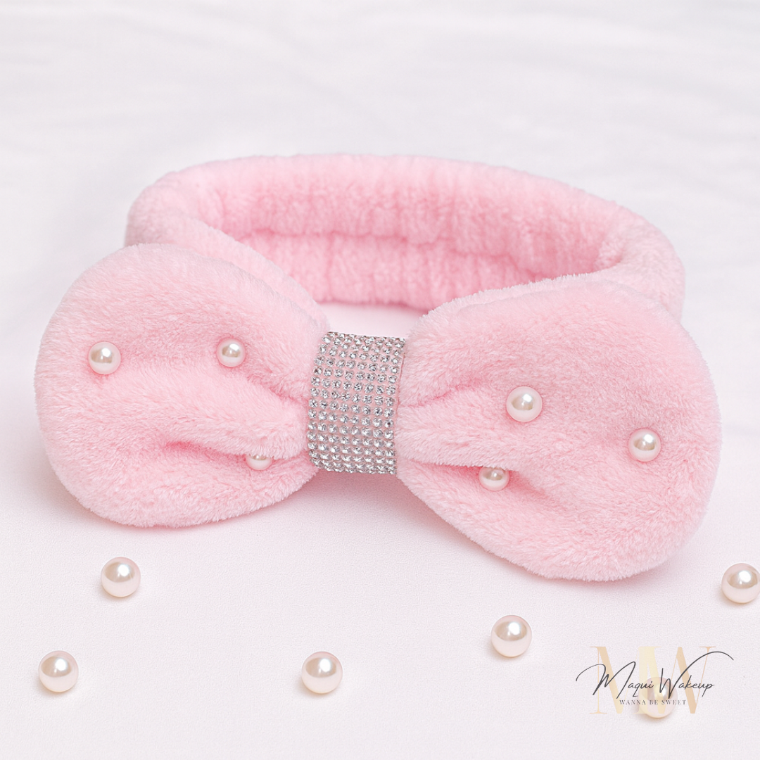 Maquiwakep - Faixa de Cabelo Fluffy Pearl - Rosa Claro 1